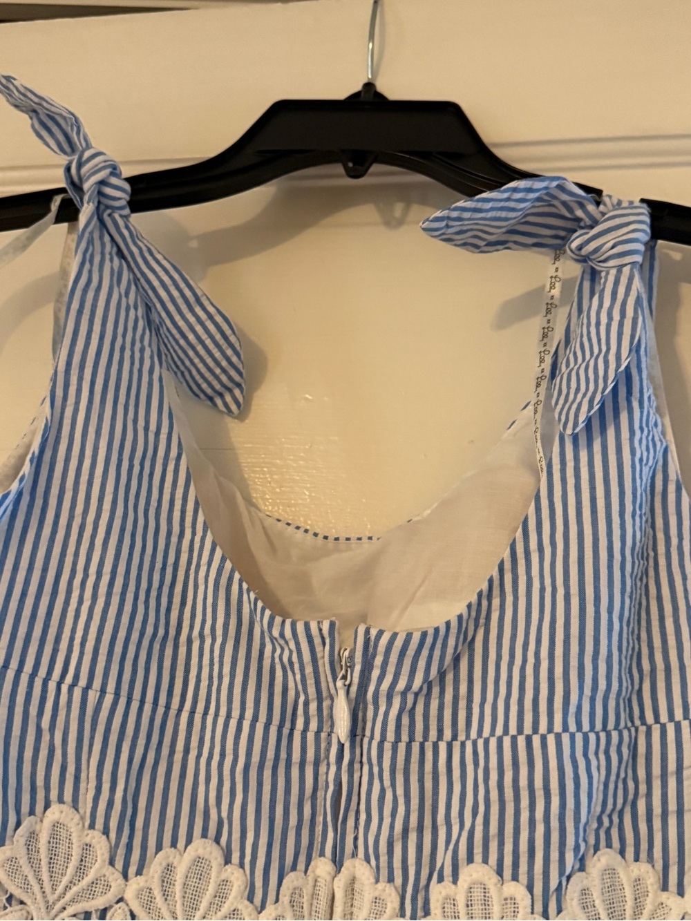 Lilly Pulitzer Blue Stripe Tie-Shoulder Dress with Lace Waist - Picture 6 of 8